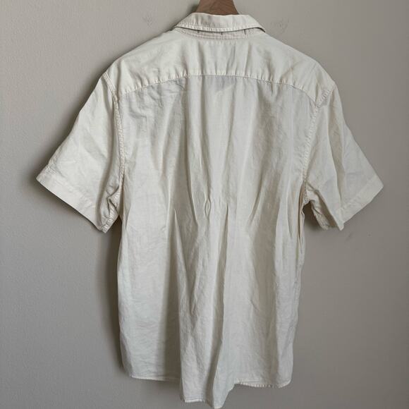 Banana Republic Mens 100% Cotton Cream Shirt Button Up Top Size Large Slim Fit - Picture 8 of 11